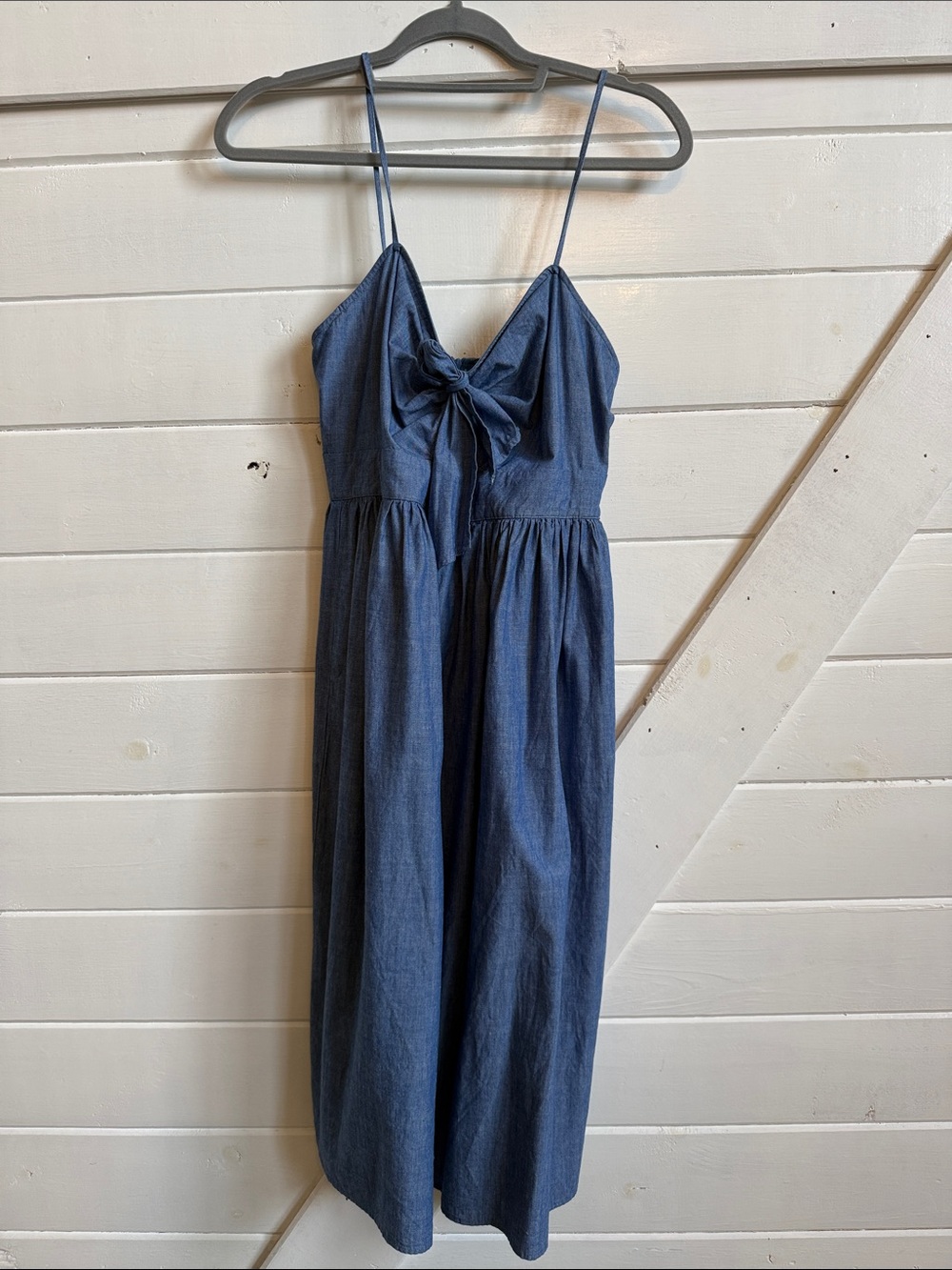Zara Blue Tie-Front Midi Dress with Spaghetti Straps